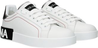 Dolce & Gabbana Womens White Leather Low Top Sneakers