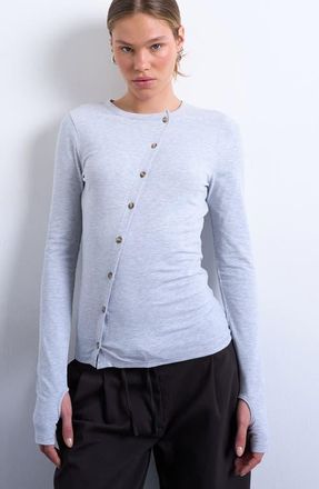 Topshop Asymmetric Button Front Top in Grey at Nordstrom, Size X-Small