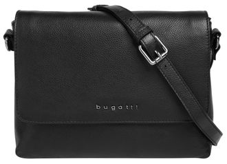 Bugatti Umh&auml;ngetasche BUGATTI BELLA, Damen, Gr. B/H/T: 25cm x 20cm x 5cm onesize, schwarz, Leder, leicht gl&auml;nzend, unifarben, Taschen Umh&auml;ngetasche, echt Lede