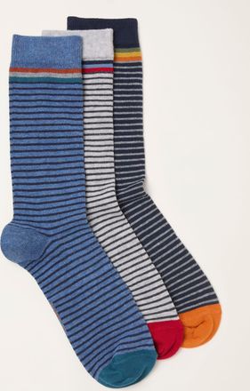 Fat Face FatFace Blue 3 Pairs of Pop Stripe Socks