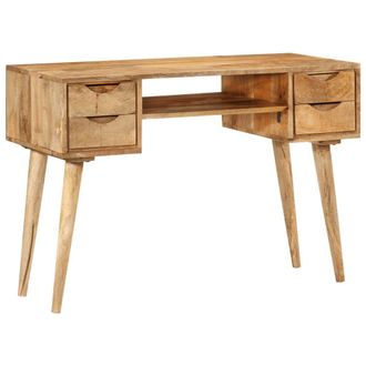 Berkfield Home Desk with Drawers 110x47x76 cm Solid Wood Mango in Brown | Size: 110 x 47 x 76 cm
