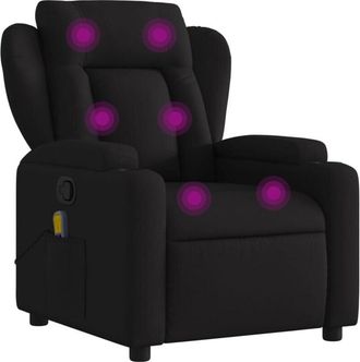 vidaXL Sillón reclinable de masaje de tela negro Vidaxl