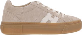 Hogan Beige Suede Logo Low-Top Sneakers