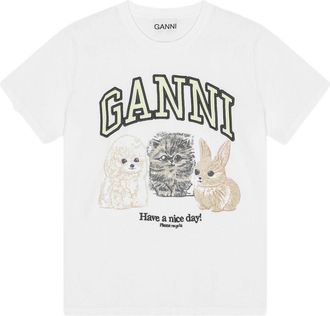Ganni Animals Organic Cotton T Shirt