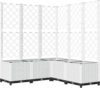 vidaXL Garden Planter with Trellis White 120x120x136 cm pp Vidaxl