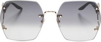Gucci Double G oversize-frame sunglasses - women - Metal - 62 - Black