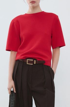 Mango Short Sleeve Knit Sweater in Red at Nordstrom, Size X-Small