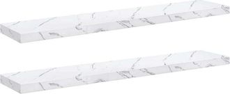 vidaXL Wall Shelf 2 pcs White Marble 120 x 23.5 x 4 cm Engineered Wood vidaXL