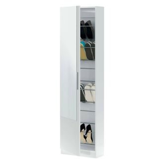 Dmora Zapatero Con Puerta Batiente Espejo, Color Blanco, Medidas 50 X 180 X 22 Cm, Con Embalaje Reforzado - Dmora