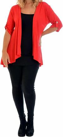 Purple Hanger New Ladies Short Sleeve Plus Size Open Waterfall Cardigan Womens Plain Stretch Fit Top Red Size 16