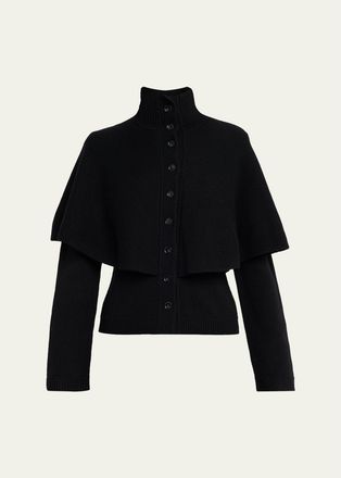Vince Wool-Blend Turtleneck Cape