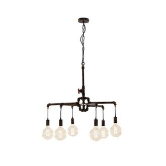 Netlighting AMARCORD Industrial 6 Light Pendant Ceiling Light Rust 71x58cm in Brown | Size: 71x58 cm