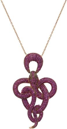 Latelita London Viper Snake Pendant Necklace Rosegold Ruby