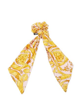 Versace Zijden scrunchie met barokprint - Geel