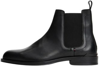 Tommy Hilfiger Mens Corporate Leather Chelsea Boots, Black (Black), 10.5