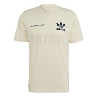 adidas Mens adidas originals Mrc Tee Brand Logo Printing Round Neck Short Sleeve Creamy White T-Shirt HL9277