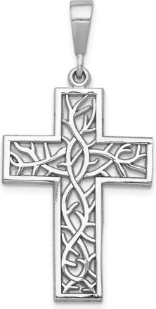 Diamond2Deal 14k White Gold Thorn Cross Pendant