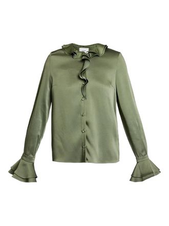 Erdem Camicia Cady con ruches - Verde