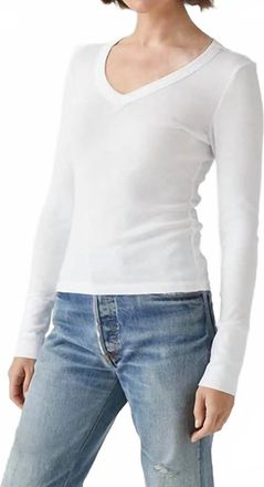 Michael Stars Logan Long Sleeve V-Neck Tee In White