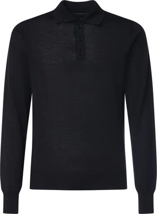 Emporio Armani Polo-trui van scheerwol - Heren - Truien - Zwart - Maat: M Wol