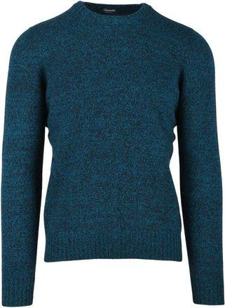 Drumohr Crew Neck Lambskin Sweater - Black/Turquoise