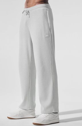 Alo | Elevate Waffle Straight Leg Pants in Athletic Heather Grey, Size: 2XL
