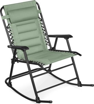 Best Choice Products Padded Folding Zero Gravity Rocking Chair with Headrest, Outdoor Camp Chair