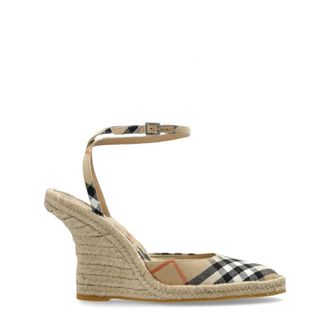 Burberry Wedges, female, Beige, Size: 7 1/2 US Mews Wedge Espadrilles