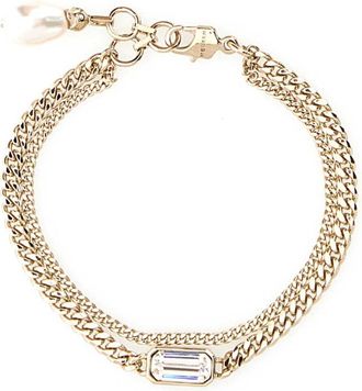 Alexander McQueen Pale Gold Crystal Chain Bracelet