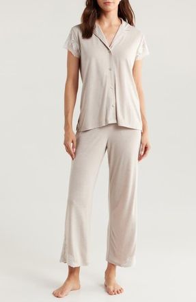Natori Shangri-Lace Short Sleeve Shirt & Pants Pajama 2-Piece Set in Hca at Nordstrom, Size X-Small