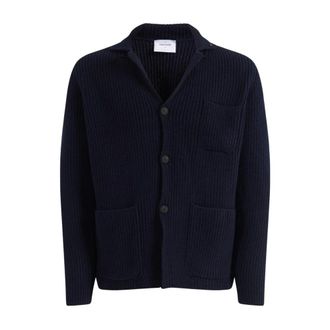 Gran Sasso Ribbed Knit Jacket - Heren - Truien - Blauw - Maat: M Wol