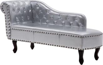 vidaXL Diván de cuero sintético plateado vidaXL