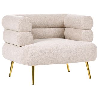 Beliani Sill&oacute;n Decorativo Elegante Tapizado De Tela Patas De Acero Dorado Sal&oacute;n Dormitorio Beige Bovik