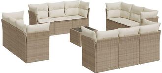vidaXL Set Sof&aacute;s De Jard&iacute;n Con Cojines 13 Pzas Rat&aacute;n Sint&eacute;tico Beige Vidaxl