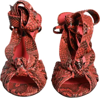 Dolce & Gabbana Coral Exotic Leather Heels Sandals Womens Shoes