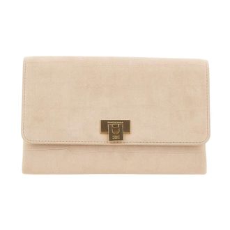 Elisabetta Franchi Tassen, Dames, Beige, ONE Size, Su&egrave;de, Su&egrave;de Schoudertas