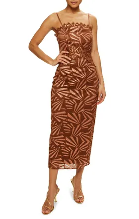 Ramy Brook Nonie Midi Dress In Bronze Lace
