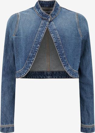Alaia Kurze Jeansjacke mit Knopfkragen