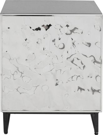 Kare Design Mesita de noche con 1 puerta de MDF y acero, negro y plata 50x40 cm