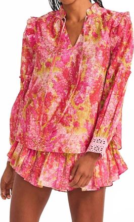 LoveShackFancy Ronalda Blouse In Swaying Coral