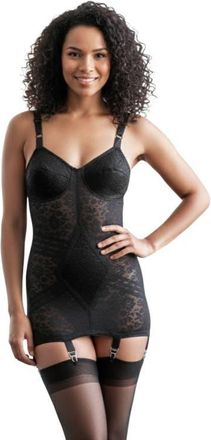 Rago Extra Firm Floral Body Briefer in Black at Nordstrom, Size 42Dd