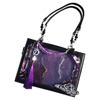 Generic Large Tote Bag - Travel Tote Bag | Design with Transparent Window, Antique Chinese Style and Large Capacity for Professional Use, Purple Black, Consul