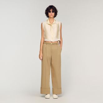 Sandro Cropped shirt with lace details