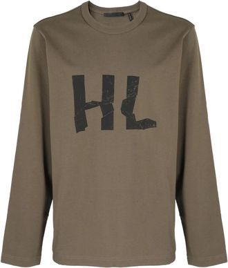 Helmut Lang Kreukel Lange Mouw Tee - Heren - Longsleeves - Bruin - S - Katoen - Tops
