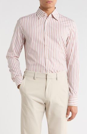 BOSS Hays Slim Fit Cotton Dress Shirt in Medium Red at Nordstrom Rack, Size 15.5R