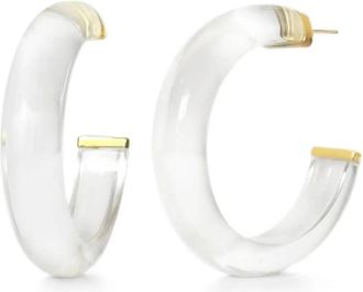 Gold & Honey Womens Medium Illusion Hoop Earrings In Clear