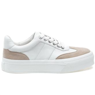 J/Slides Womens Gabbie Nappa Suede Sneaker In White/sand