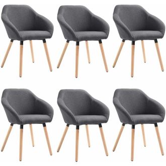 vidaXL Sillas De Comedor 6 Unidades Tela Gris Oscuro Vidaxl