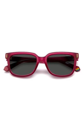Polaroid 54mm Polarized Rectangular Sunglasses in Fuchsia/Gray Polar at Nordstrom