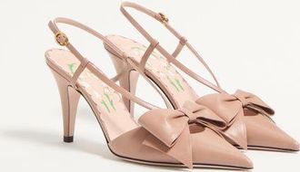 Valentino Garavani D&eacute;collet&eacute; Slingback Bowow In Capretto 85Mm Donna ROSE CANNELLE 35.5